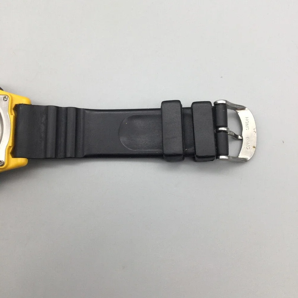 Vintage Guess Indiglo Chrono Men Watch 40mm Yellow Dial Black Rubber New Battery